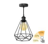 Lampada a sospensione vintage RETRA paralume nero a gabbia + lampada LED oro [EEK: E]