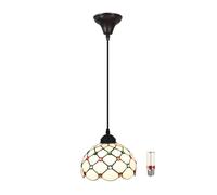 Lampada a sospensione vintage stile Tiffany da 8 pollici Lampada a sospensione in vetro colorato per cucina camera da letto soggiorno ingresso elegante apparecchio a soffitto design art deco