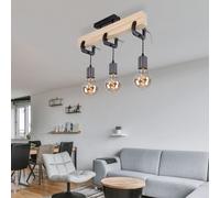 Lampada a Sospensione Vintage Wood Soggiorno 3 Fiamma Metallo Legno E27 [EEK: Non valutato]