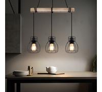 Lampada a Sospensione Wood 3 Fiamma Campagna Metallo Natura Altezza 140cm [EEK: Non valutato]