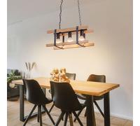 Lampada a Sospensione Wood 3-flammig Vintage Tavolo da Pranzo Nero