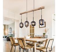 Lampada a Sospensione Wood da Soggiorno Vetro Balkenlampe L 100 CM [EEK: Non valutato]