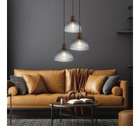 Lampada a Sospensione Wood Luce da Soggiorno Schermo di Vetro E27 H 120 CM