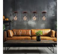 Lampada a Sospensione Wood Luce Tavolo da Pranzo Gabbia Nero Braun L 74 CM [EEK: Non valutato]
