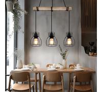 Lampada a Sospensione Wood Tavolo da Pranzo Regolabile 4 Fiamma Vetro [EEK: Non valutato]