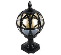 Lampada a Sospensiper Esterni, Luci a Colonna, Tradizionale Palo da Giardino Impermeabile, Confezida 1 Lanterna da Palo in Bronzo Nero con Base Di Montaggio su Molo,Pida Esterno con Vetro Sfericor Gia