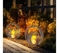 Lampada a Spiedo per Esterni Solare 2er Set Chiodi Intemperie Akku Vetro 1x LED