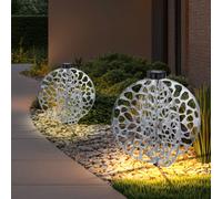 Lampada a Spiedo Solare Esterni LED Chiodi Effetto di Luce Argento Giardino 2x