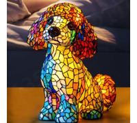 Lampada a tema del cane 3D Cute Pet Retro Resina macchiata Luci da tavolo del cane LED Lampade da tavolo per la casa Animale Art Decor per il compleanno di Natale Amante degli animali domestici