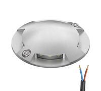 ledscom.de Luce di terra a LED, segnavia RUNDA per esterni, IP67, a 4 fiamme, alluminio, rotonda, Ø 70 mm, bianco caldo