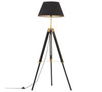 Lampada a Treppiede Nero e Oro in Massello di Teak 141 cm