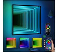 Lampada a Tunnel a Specchio Infinito,Luce Cangiante,Luce Notturna a Specchio 3D a LED Su Un Lato,Luce Infinita Sensoriale per Casa,Scrivania,Soggiorno,Decorazione per Feste,Square-27.6"/70cm