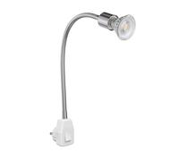 ledscom.de Lampada a zoccolo LESCH Lampada da lettura a collo d'oca, interruttore, cromo in U10 Lampada LED 510lm 45° bianco caldo