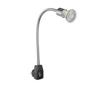 ledscom.de Lampada a zoccolo LESCH lampada da lettura a collo d'oca, cromo/nero, incl. GU10 LED (bianco, 8,2W, 1179lm, 33°)