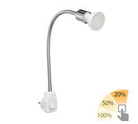 ledscom.de Lampada a zoccolo LESCH Lampada da lettura Interruttore a collo d'oca Cromo GU10 Lampada LED bianco caldo a 3 livelli di regolazione: max. 500lm