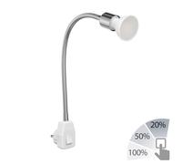 ledscom.de Lampada a zoccolo LESCH lampada da lettura a collo d'oca interruttore cromato GU10 Lampada LED bianca a 3 livelli di dimmerazione: max. 609lm