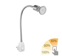 ledscom.de Lampada a zoccolo LESCH Lampada da lettura Interruttore a collo d'oca cromo + GU10 LED, PAR16, bianco caldo, 6,05W, 374lm, 70°, dimmer a 3 livelli