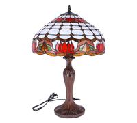 Lampada abatjour stile Tiffany da tavolo paralume base in ottone lume d'appoggio
