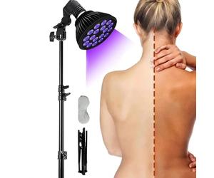 Lampada Abbronzante Con Maschera Per Gli Occhi E Treppiede (38,5-78,7 Pollici), 18 Led Dispositivo Abbronzante Domestico, Lampada Da Terra A Luce Viola Da 54 W, Per Corpo E Viso, Bronzo Tutto L'Anno