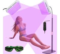 Lampada abbronzante per il viso, 100 LED, lunghezza d'onda 395 nm, solarium per tutto il corpo, dispositivo autoabbronzante con base/altezza/angolo regolabili, collo d'oca girevole a 360°, timer e