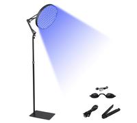 Lampada abbronzante Solarium per casa, 50 W, 250 LED, 460 NM, luce abbronzante per viso e corpo, luce solare rotonda con supporto regolabile e pieghevole (nero)