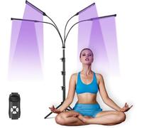 Lampada Abbronzante Viso a 4 Teste, Doppia Lampada Abbronzante Viso, 4 Lampade per Terapia della Luce Viola con Supporto Triangolare, Rotazione Libera a 360°, Altezza Regolabile da 38 Cm a 155 Cm