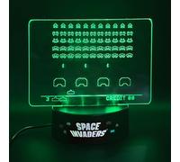 Lampada acrilica Space Invaders con cambio colore LED | Luce notturna retrò da gioco e lampada decorativa per soggiorno, scrivania e sala giochi | Regalo iconico per giocatori e appassionati di retrò