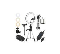 Maclean MCE610 Lampada ad Anello con Treppiede e attivazione Bluetooth 3 colori 10 livelli di luminosità (10" 12W" con treppiede e Trigger Bluetooth)