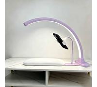 Lampada ad arco a mezzaluna, 60 cm, per scrivania manicure con supporto per telefono, da 3000k a 6000k, lampada LED professionale scrivania per salone di bellezza, per onicotecnica(Purple)