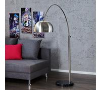 LAMPADA AD Arco Big Bow | Colore Argento, Metallo Cromato, Regolabile in Altezza 170-210 cm | Lampada Design a Stelo