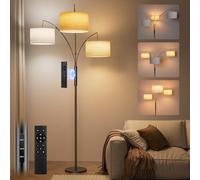 Lampada ad arco da 36 W, per soggiorno, 3000 lm, dimmerabile, con telecomando, 3000 - 6000 K, dimmerabile, con paralume in tessuto beige, altezza 1,87 m, per soggiorno, camera da letto