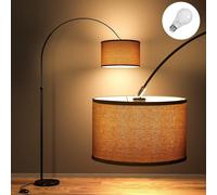 Lampada Ad Arco Jasmin|Incluso LED E27|33Cm Paralume in Tessuto Nero| Interrutto