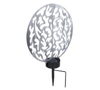 Lampada ad energia solare lampada solare rotonda lampada da esterno decorazione da giardino picchetto, effetto luce, metallo argento antico, 2x LED bianco caldo, LxLxA 30x10x41 cm