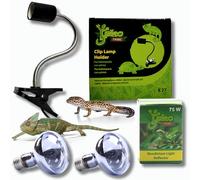 Lampada al Neodimio 75w 2 Pezzi + Portalampada Rettili E 27 Dimmerabile Con Pinza e Interruttore kit Completo Per Rettili e Piccoli Animali Camaleonti Serpenti Gechi Rane Salamandre Iguana ecc.. Pet