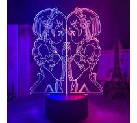 Lampada Anime Illusion 3D Rem e Ram da Re Zero Starting Life in Another World Luce notturna per arredamento camera da letto Regalo di compleanno Luce notturna a LED-Telecomando