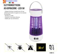 Lampada Anti Zanzare Led USB 30m² Con Aspirazione Trappola Insetti Elettrica 6W