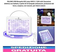 Lampada Antizanzare 4000V, 1200mAh Zanzariera Elettrica con Batteria