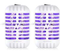 Lampada Antizanzare Elettrica, 2 Pacchi Zanzariera Elettrica con Luce, 1000V Plug in Racchetta Zanzare Elettrica, per Casa Giardino Interno Esterno Cucina Soggiorno, Insetti Zanzare, Mosca, Falene