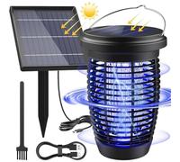 Lampada antizanzare solare 2 in 1 - Trappola per insetti alimentata ad energia solare per esterni e interni da 4500 V