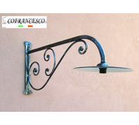 Lampada applique a parete per esterno in ferro battuto 1118 con piatto smaltato