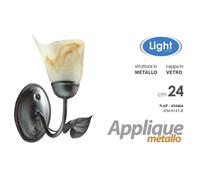 LAMPADA APPLIQUE DA PARETE IN METALLO 1 LUCE 24 CM CAPPA IN VETRO NAP-434464