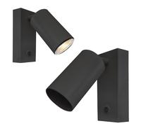 Lampada Applique da Parete Lettura letto lampadina GU10, Set 2 Bianco o Nero [EEK: A]