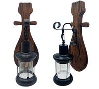 Lampada applique da parete vintage lanterna metallo legno per lampadina E27 [EEK: A++]