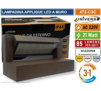 LAMPADA APPLIQUE LED DA MURO RUOTABILE 21W SMD CCT 3IN1 CAMBIA COLORE IP65 220V