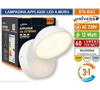 GASIASHOP SRL UNIVERSO 570-B3C LAMPADA APPLIQUE LED DA MURO TESTA RUOTABILE 12W SMD CCT 3IN1 CAMBIA COLORE IP54 DA ESTERNO
