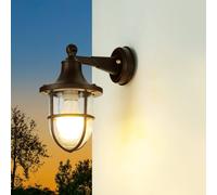 Lampada Applique per Esterni da Parete Luce IP64 E27 Vetro Ottone Massiccio Inox