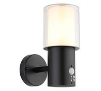 Lampada Applique per Esterni Frontale Acciaio Nero Plastica Sensore IP44 H24.5 [EEK: Non valutato]