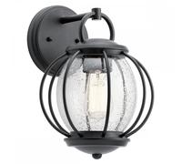 Lampada Applique per Esterni Nero Acciaio Vetro IP44 Annata Decorativo Pond Casa