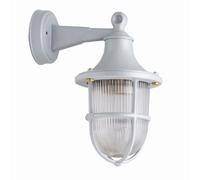 Lampada Applique per Esterni Ottone Vetro E27 IP64 H:27 CM Grigio Lanterna