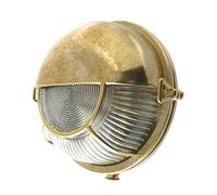Lampada Applique per Esterni Ottone Vetro Rotondo D: 17,5 CM IP64 IN E27 Maritim
